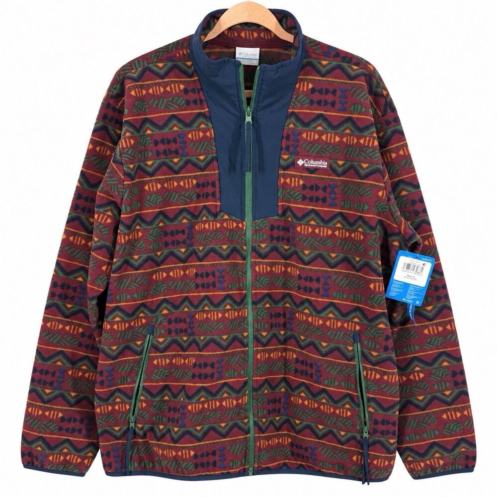 Columbia Sequoia Grove Fleece Jacket Men 1X Rich Wine Horizons Full Zip NWT